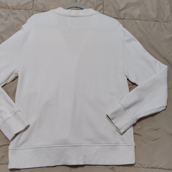 Goodfellow & Co Men's French Terry Cotton Cardigan V-Neck Button-Down, Ivory, M - Picture 3 of 4